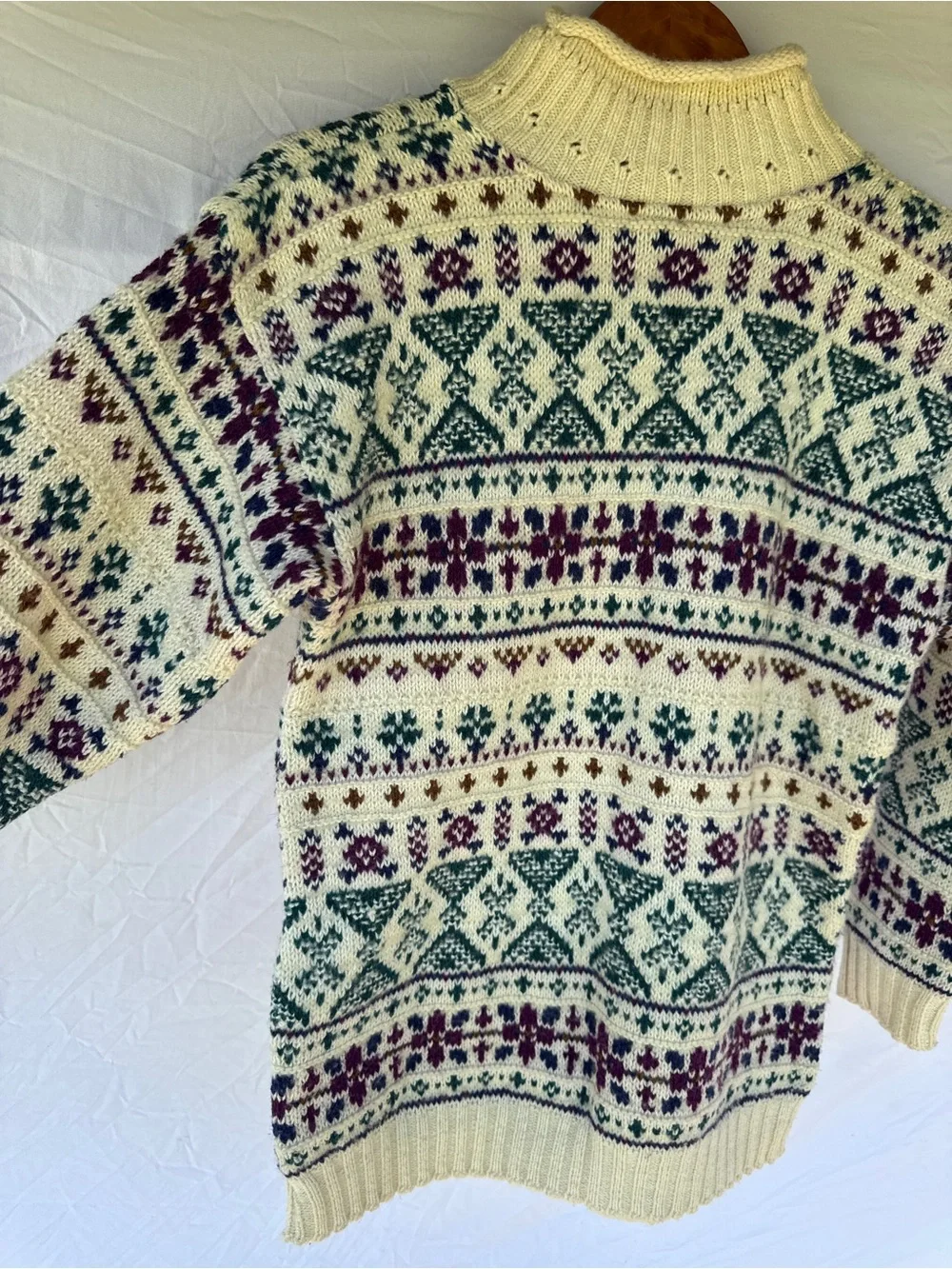 VTG Alps Fair Isle Wool Blend Turtleneck Sweater M Geometric Knit Ski Made USA - Picture 9 of 12